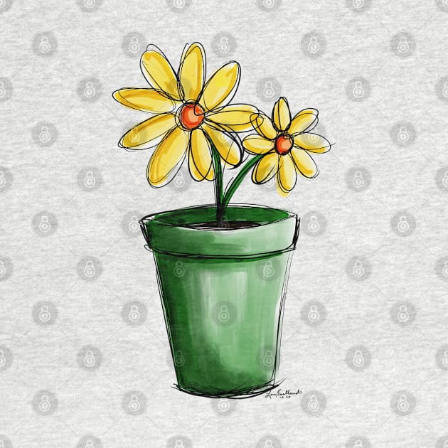 Yellow Potted Flowers by loeye